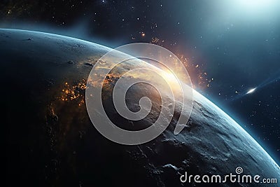 Silent witness to Earth's wonders, drifting through the cosmos Stock Photo