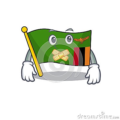 Silent zambia character flag in drawer mascot Vector Illustration