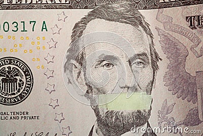 Silente president, portrait of the American leader Abraham Lincoln with mouth closed Stock Photo