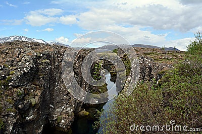 Silfra Thingvellir Park. Silfra breakdown of the tectonic plates of the Mid-Atlantic Ridge Stock Photo