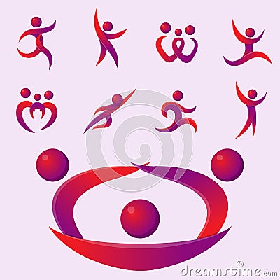 Silhouette abstract people performance character logo human figure pose vector illustration. Vector Illustration