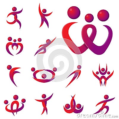 Silhouette abstract people performance character logo human figure pose vector illustration. Vector Illustration