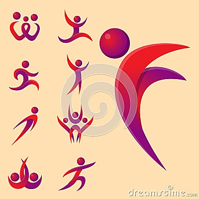 Silhouette abstract people performance character logo human figure pose vector illustration. Vector Illustration