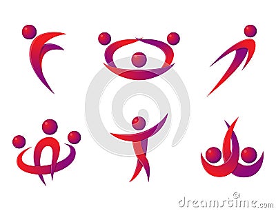 Silhouette abstract people performance character logo human figure pose vector illustration. Vector Illustration