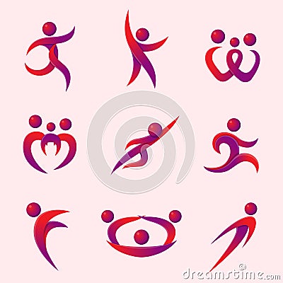 Silhouette abstract people performance character logo human figure pose vector illustration. Vector Illustration