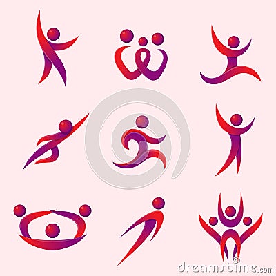 Silhouette abstract people performance character logo human figure pose vector illustration. Vector Illustration