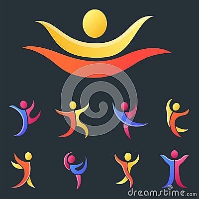 Silhouette abstract people performance character logo human figure pose vector illustration. Vector Illustration