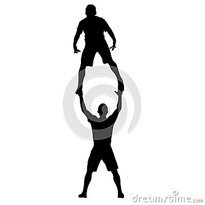 Silhouette of an acrobat standing on hands, on a white background Vector Illustration