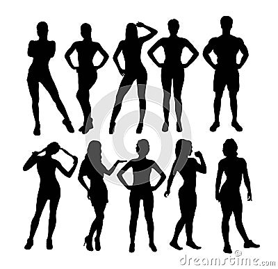 Silhouette of the Activities of Teenage Girls, art vector design Vector Illustration