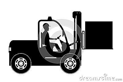 Silhouette of African american warehouse worker loading wooden Vector Illustration