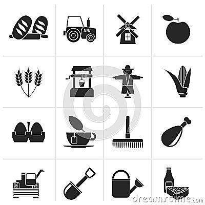 Silhouette Agriculture and farming icons Vector Illustration