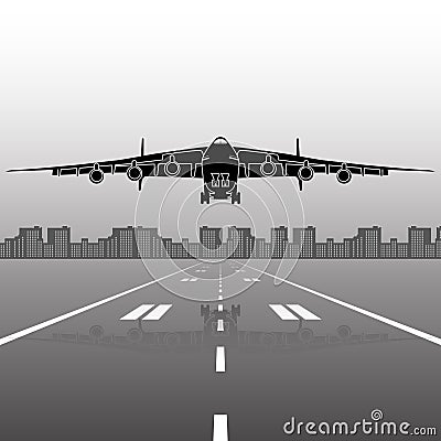 Silhouette aircraft flying in the sky with a reflection Stock Photo