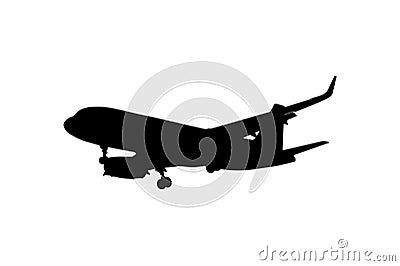 Silhouette airplane isolated Stock Photo