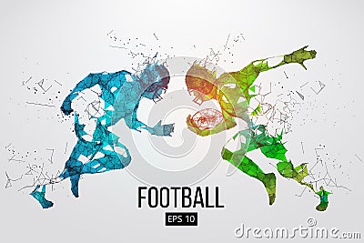 Silhouette of a american football player particles, lines and triangles on background. Rugby. Vector illustration Vector Illustration