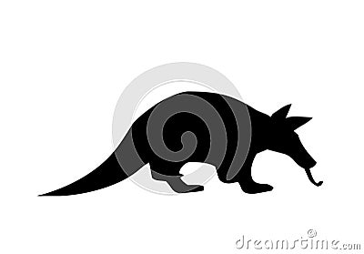 Silhouette of anteater on white background Stock Photo