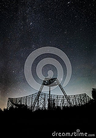 A silhouette of antenna of the station of exploration of an ionosphere. Stock Photo