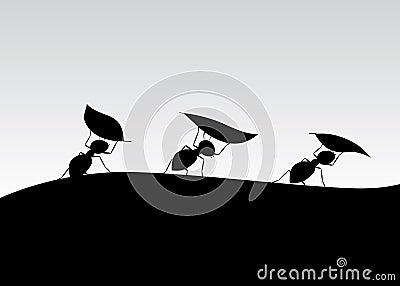 Silhouette of ants. Vector Illustration