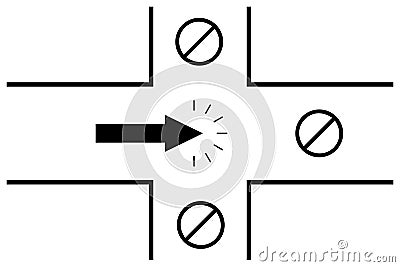 Silhouette arrow with crossroads, vector illustration Vector Illustration