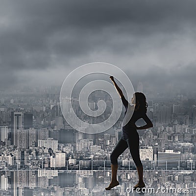 Silhouette of Asian woman Stock Photo