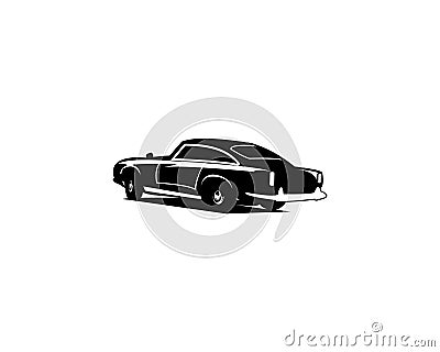 silhouette of 1955 aston martin db24 saloon retro. isolated white background view from behind. vector logo Vector Illustration