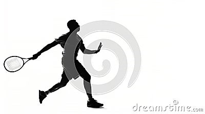 Silhouette of an athlete male tennis player Cartoon Illustration