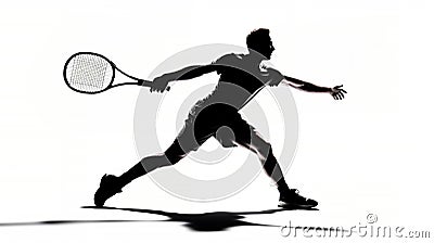Silhouette of an athlete male tennis player Cartoon Illustration
