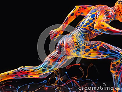 Runner. A modern bulb that gives blinding black light, body consisting of many multi-circle pastel diamonds. Generative AI Stock Photo