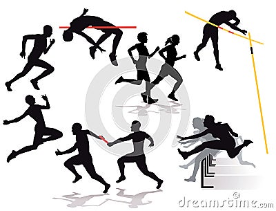 Silhouette of athletes competing Vector Illustration