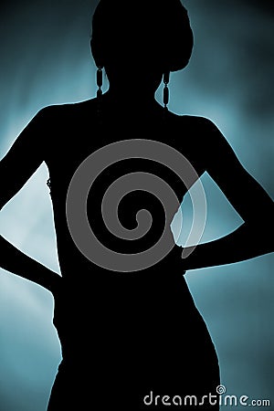 Silhouette of attractive slim woman Stock Photo