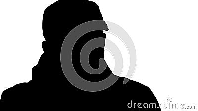 Silhouette Attractive young guy talking to you. Focus, think abo Stock Photo