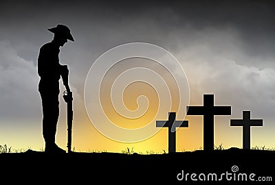 ANZAC soldiers Silhouette Stock Photo