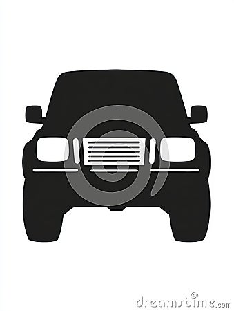 Silhouette of an auto vehicle front view in minimalist design. Generative AI Stock Photo