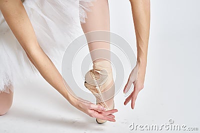 Silhouette ballerina attractive dance performing flexibility exercise Stock Photo