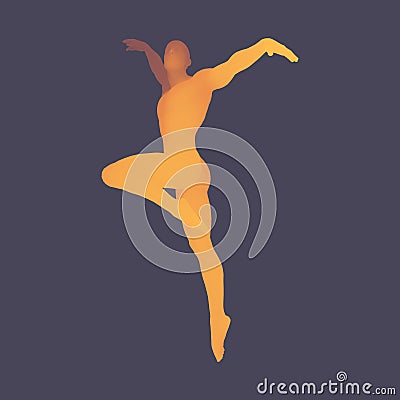 Silhouette of a Ballet Dancer. 3D Model of Man. Human Body. Sport Symbol. Design Element. Vector Illustration Vector Illustration