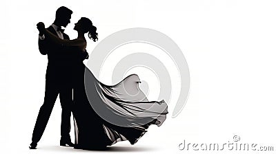 Silhouette of ballroom dancers Cartoon Illustration
