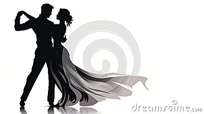 Silhouette of ballroom dancers Cartoon Illustration