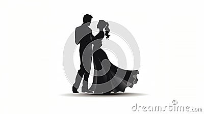 Silhouette of ballroom dancers Cartoon Illustration