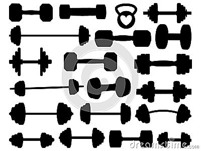 Set of Barbell Silhouette vector art Vector Illustration