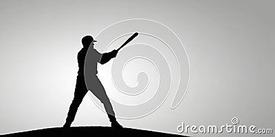 A silhouette of a baseball player at the moment of impact Stock Photo