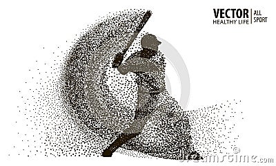 Silhouette of a baseball player from particle. Vector silhouette. Vector Illustration