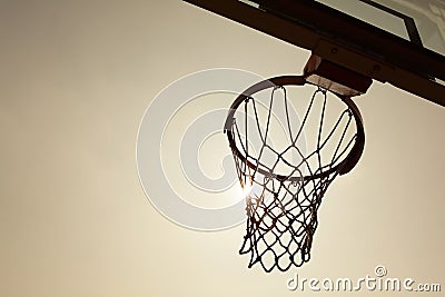 Silhouette of Basketball Basket Stock Photo