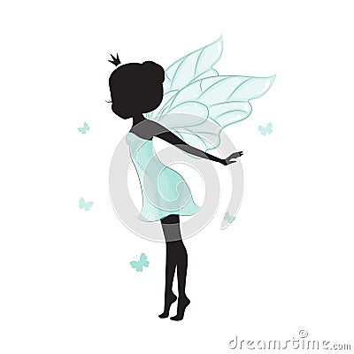 Silhouette of beautiful fairy. Vector Illustration