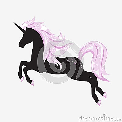 Silhouette of beautiful unicorn. Vector Illustration