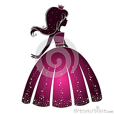 Silhouette of a beautiful princess Vector Illustration