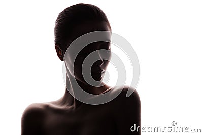 Silhouette of beautiful young woman Stock Photo