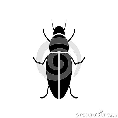 Silhouette of a beetle of the Coleoptera family on a white background. Stock Photo