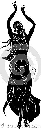 Silhouette of Bellydancer Stock Photo