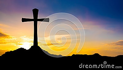 Cross on a hill Stock Photo