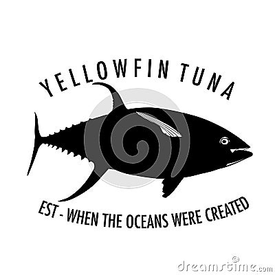 A yellowfin tuna silhouette with writing logo design Vector Illustration