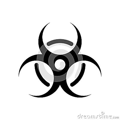 Silhouette Biohazard icon. Outline biological hazard logo. Black illustration of dangerous virus, microorganism, bacteria. Flat Vector Illustration